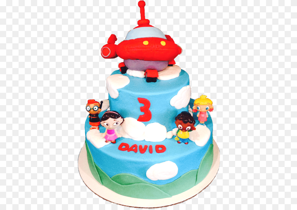 Little Einstein Birthday Cake With Rocket Ship Topper Birthday Cake, Birthday Cake, Cream, Dessert, Food Png