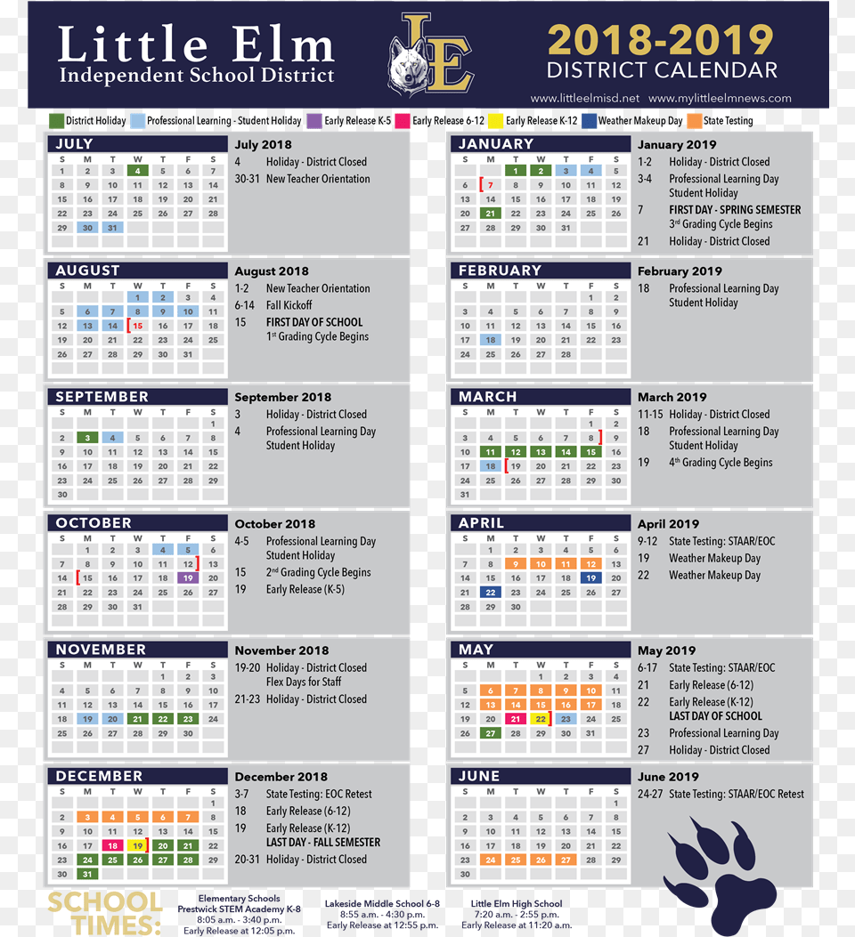 Little Elm Isd Calendar 2019 2020, Text Free Transparent Png