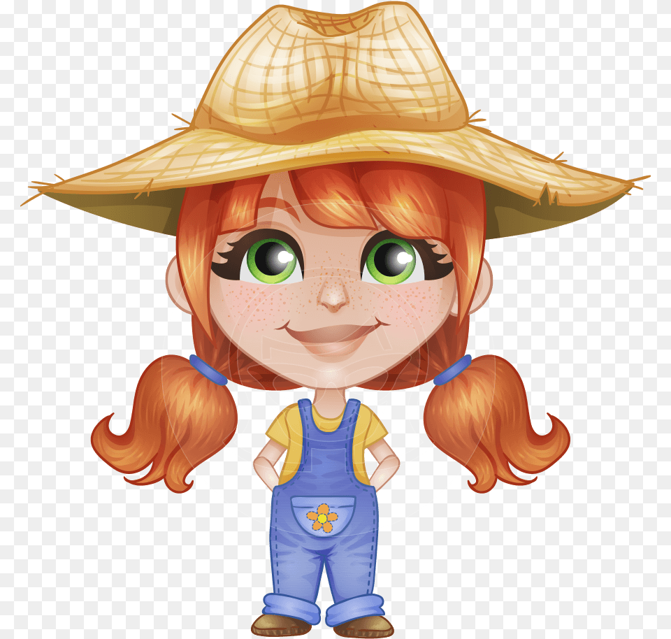 Little Farm Girl Cartoon, Clothing, Hat, Sun Hat, Baby Free Transparent Png