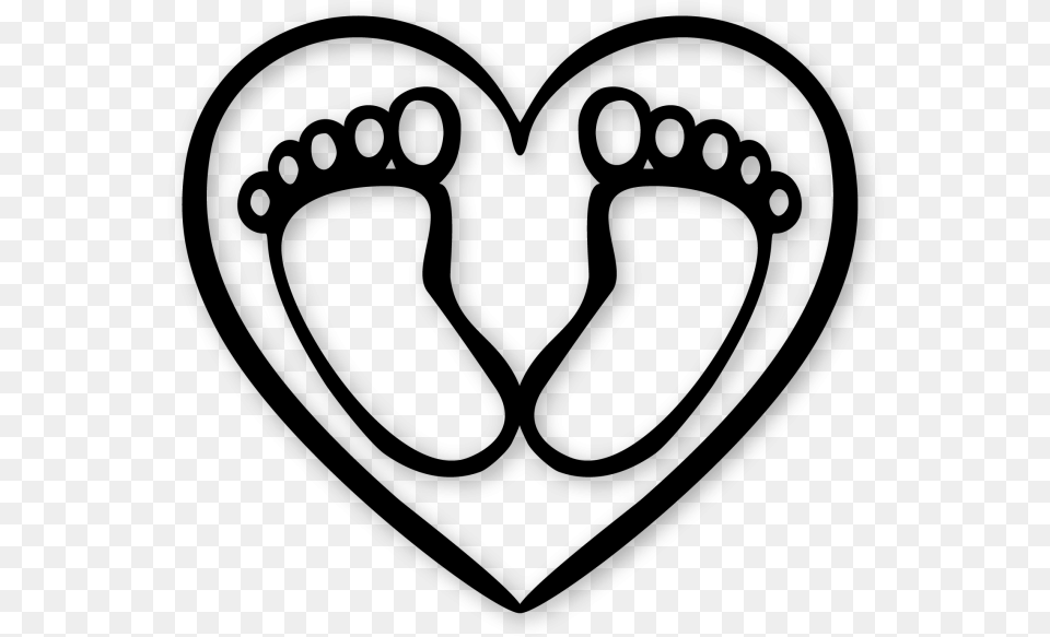 Little Feet Heart Doodle Emblem, Gray Free Transparent Png