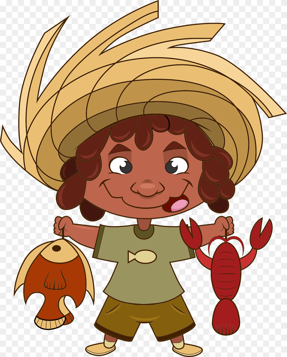 Little Fisherman With A Catch Clipart, Cartoon, Face, Head, Person Free Png