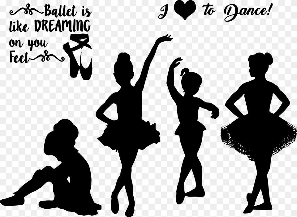Little Girl Ballet Silhouettes Ballerina Picture Little Girl Ballet Dancer Silhouette, Gray Free Png Download