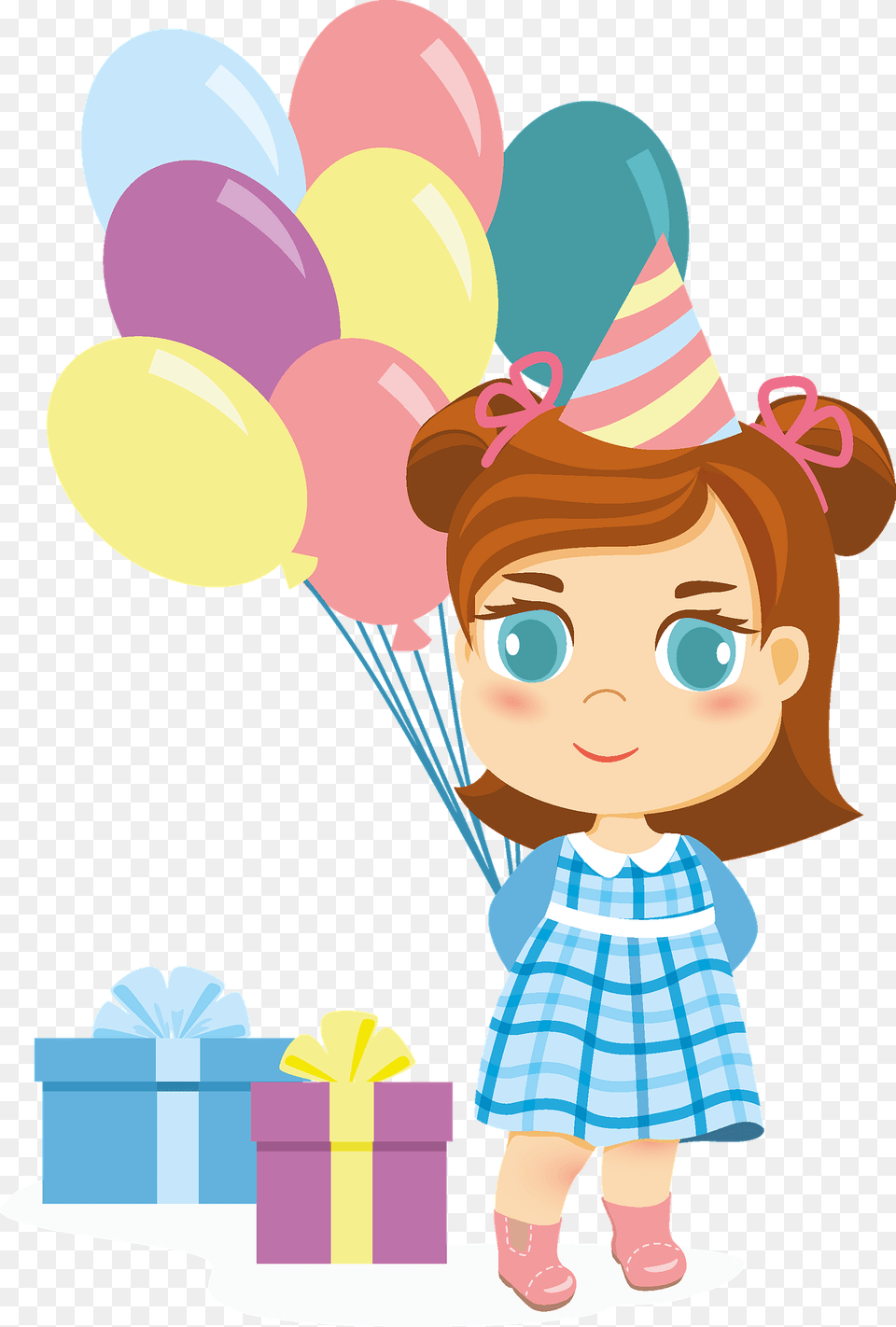 Little Girl Birthday Clipart, Clothing, Hat, People, Person Png Image