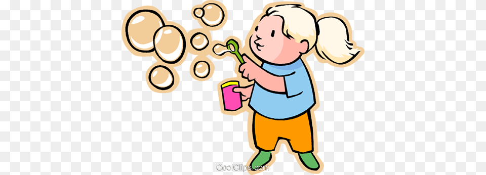 Little Girl Blowing Bubbles Royalty Vector Clip Art, Baby, Person, Cleaning, Face Free Png