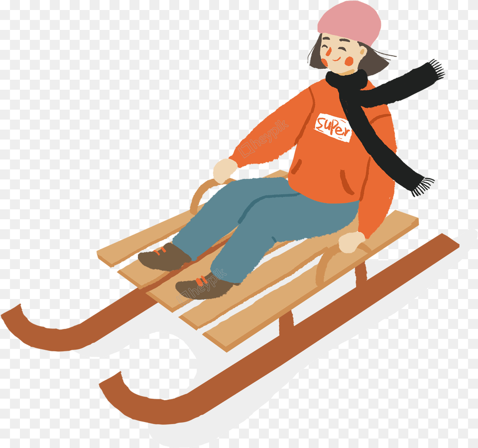 Little Girl Cartoon Character Design Cartoon Sled, Person, Face, Head, Clothing Free Png Download
