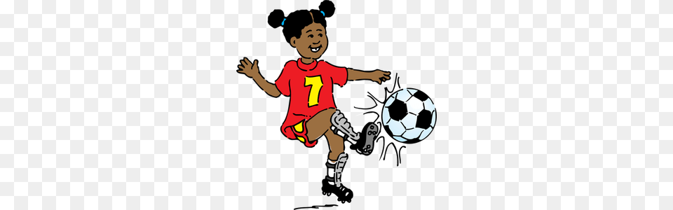 Little Girl Cartoon Clip Art, Ball, Football, Soccer, Soccer Ball Free Png