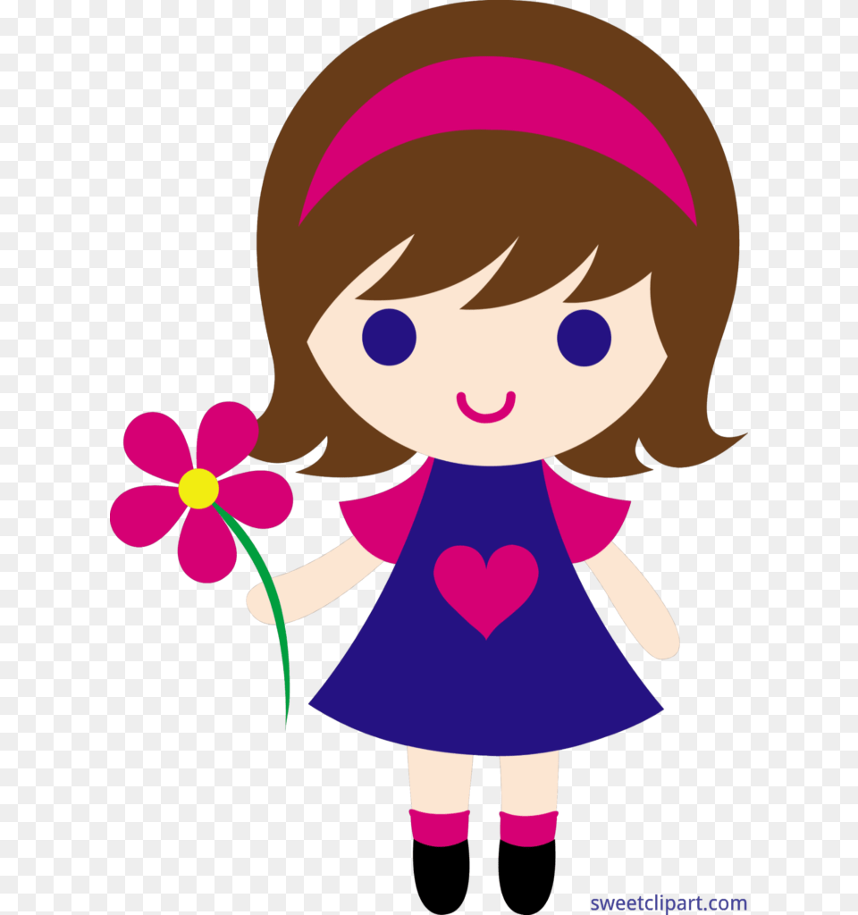 Little Girl Flower Clip Art Good, Baby, Person, Toy, Doll Png Image