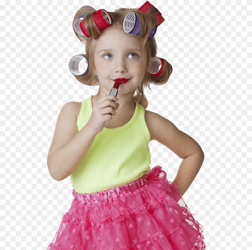 Little Girl Hair Rollers, Lipstick, Head, Portrait, Cosmetics Png Image