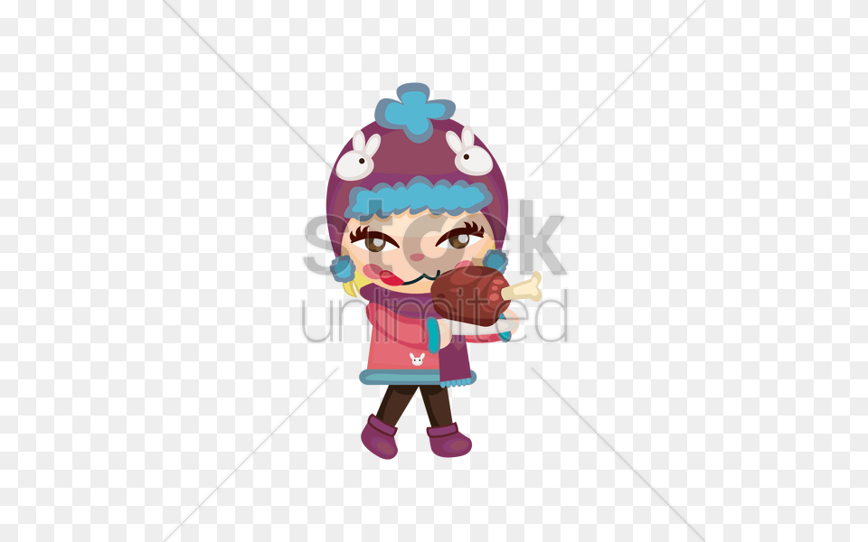 Little Girl Holding Chicken Drum Stick Vector Image, Clothing, Hat, Cap, Photography Free Png