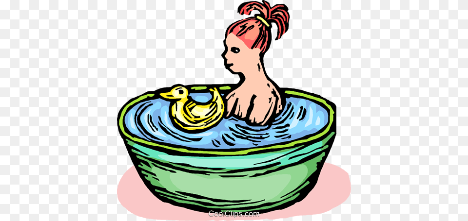 Little Girl In The Bath Royalty Vector Clip Art Illustration, Washing, Person, Bathing, Tub Free Png