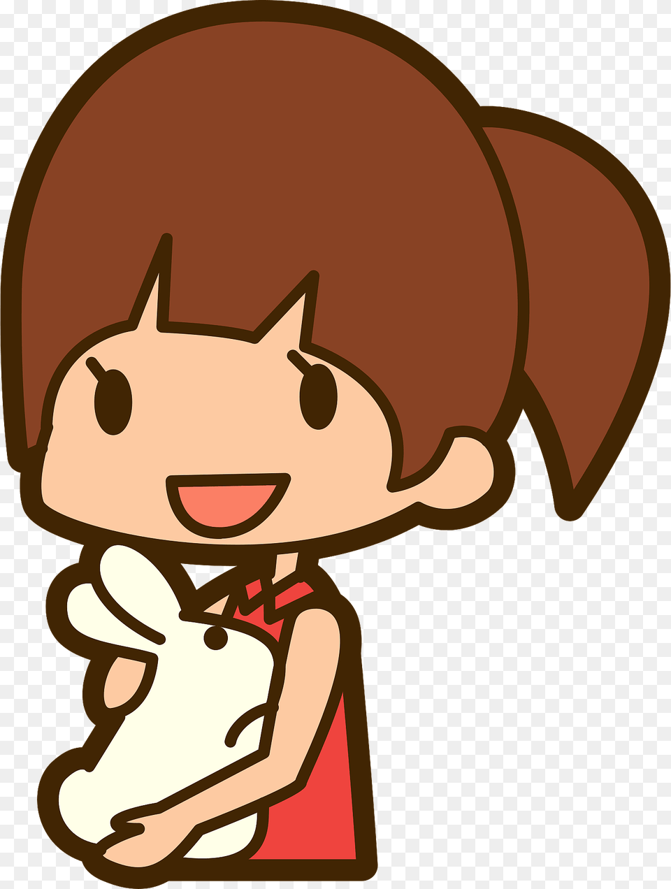 Little Girl Is Holding A Rabbit Clipart, Cartoon Png