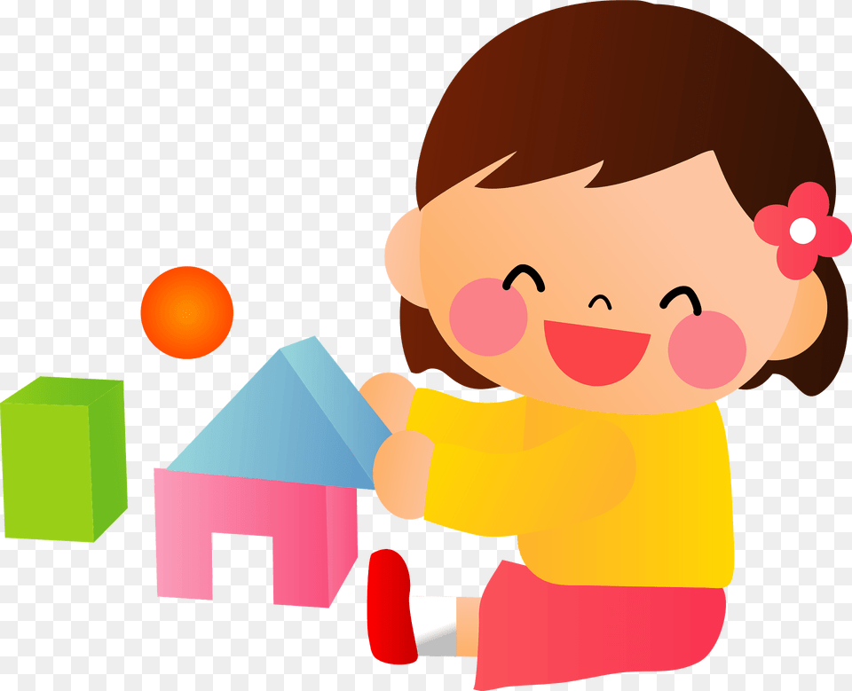 Little Girl Is Playing With Building Blocks Clipart, Art, Graphics, Baby, Person Free Png Download