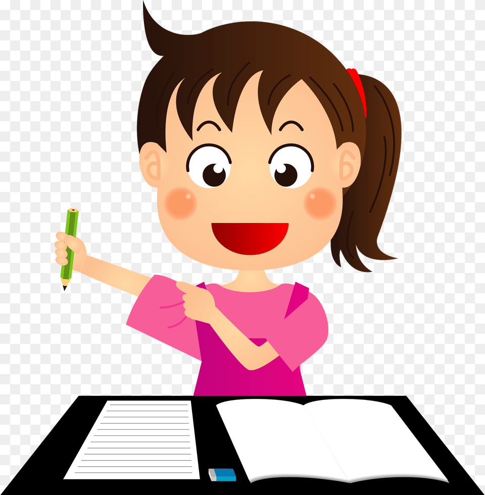 Little Girl Is Studying Clipart, Book, Publication, Baby, Person Png Image