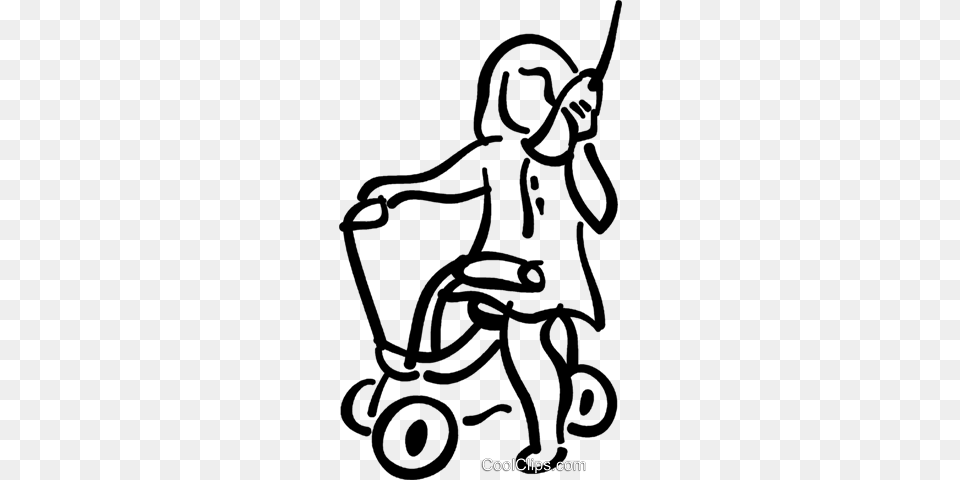 Little Girl On A Toy Bike Royalty Vector Clip Art, Transportation, Tricycle, Vehicle, Device Png