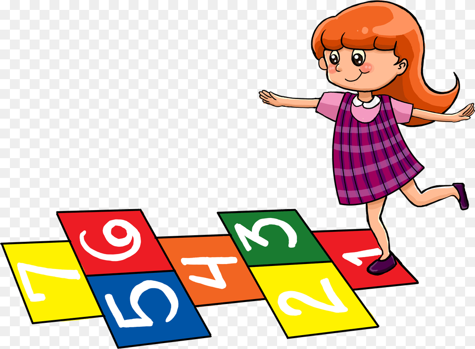 Little Girl Playing Hopscotch Tictacteach Playing Hopscotch Clipart, Child, Female, Person, Face Png Image