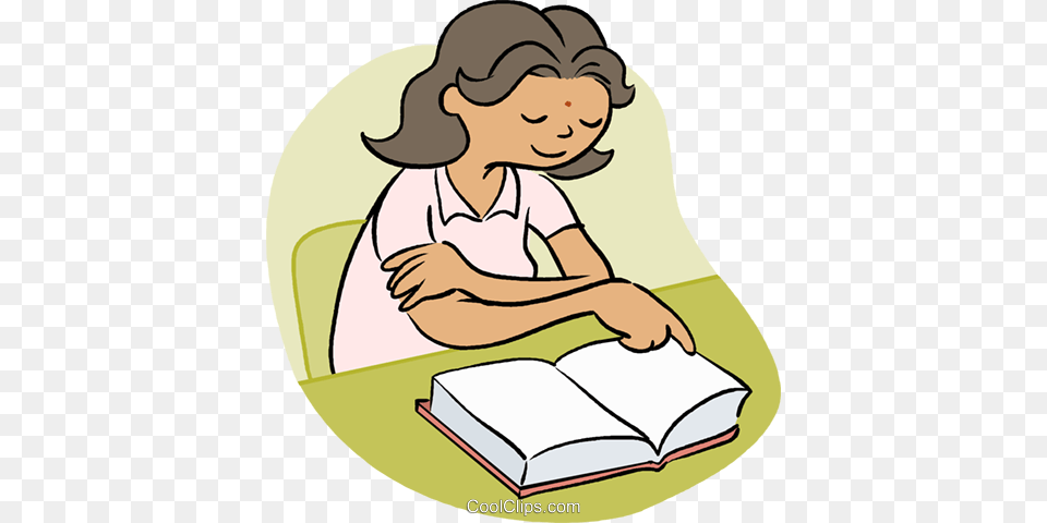 Little Girl Reading A Book Royalty Vector Clip Art, Person, Publication, Baby, Face Free Transparent Png