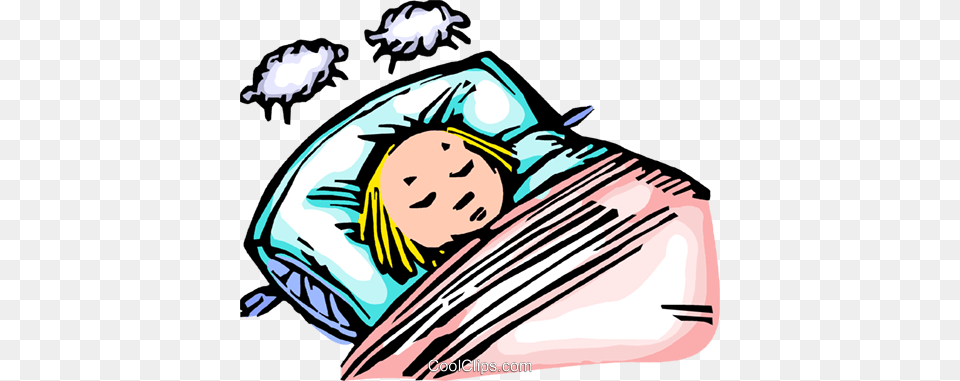 Little Girl Resting Counting Sheep Royalty Vector Clip Art, Person, Sleeping, Face, Head Png Image