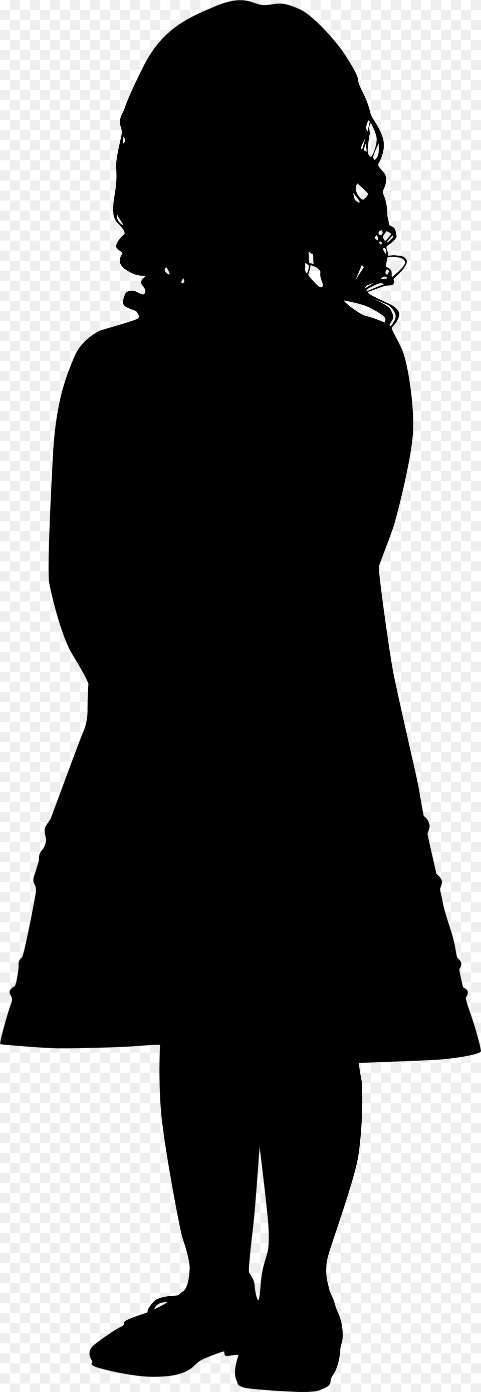 Little Girl Silhouette, Gray Png