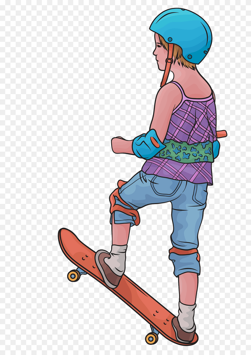 Little Girl Skateboarder Clipart, Person, Helmet, Face, Head Png