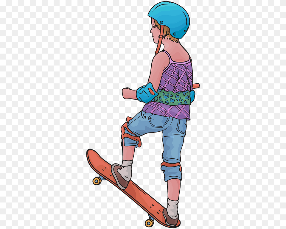 Little Girl Skateboarder Clipart Skateboard Wheel, Person, Face, Head, Clothing Free Png Download