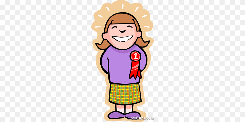 Little Girl With An Award Royalty Vector Clip Art, Clothing, Skirt, Baby, Person Free Png Download