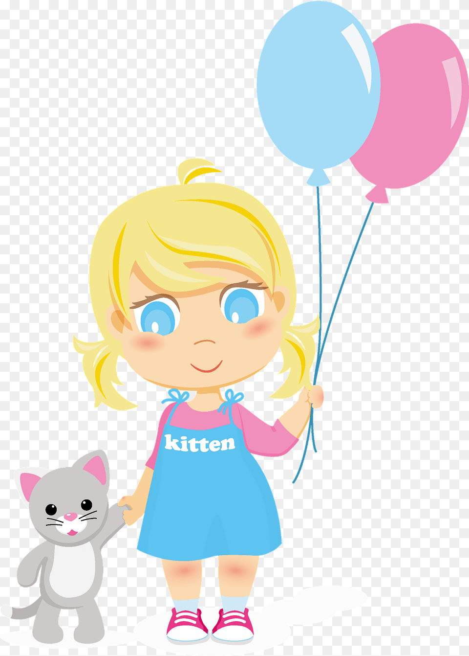 Little Girl With Balloons And Kitten Clipart, Balloon, Baby, Person, Face Free Transparent Png