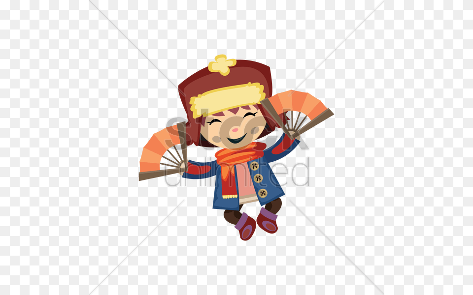 Little Girl With Chinese Hand Fan Vector, Baby, Person, Nutcracker Png Image