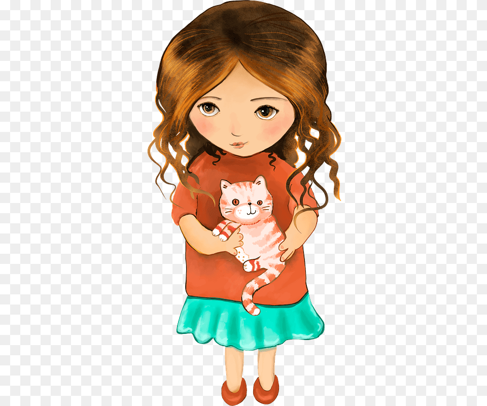 Little Girl With Kitten Clipart Dp For Girls Little, Female, Person, Child, Publication Free Png Download