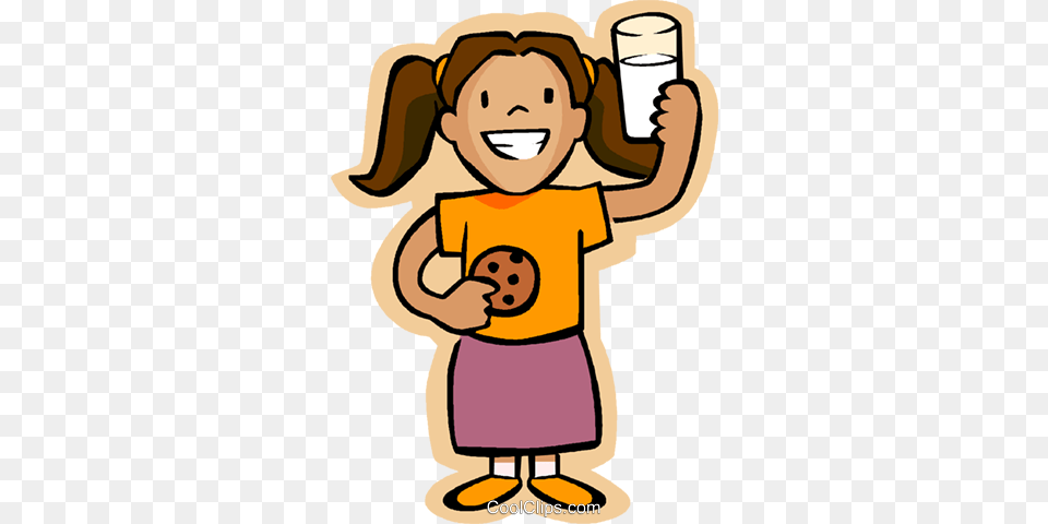 Little Girl With Milk And Cookie Royalty Vector Clip Art, Baby, Person, Face, Head Free Png