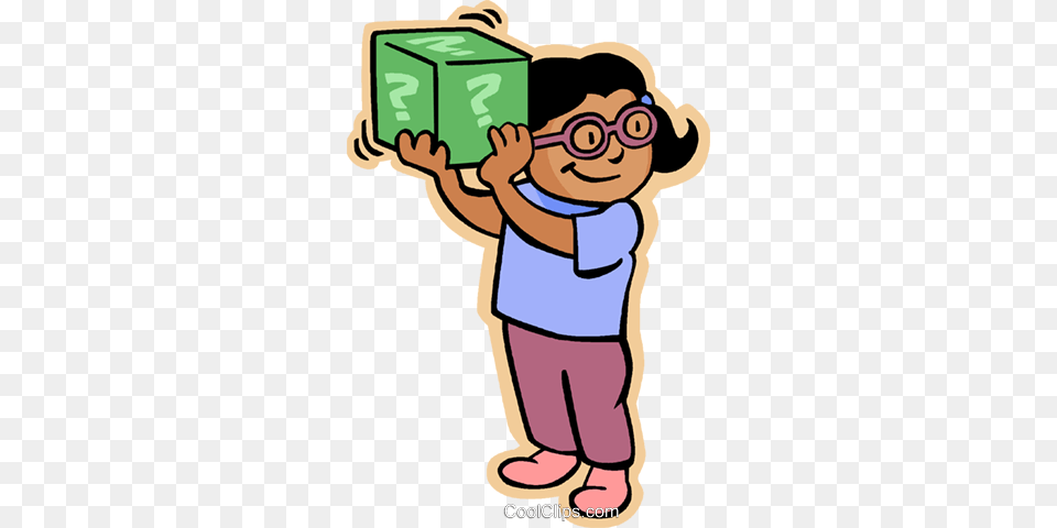 Little Girl With Mystery Box Royalty Vector Clip Art, Baby, Person, Reading, Face Free Png