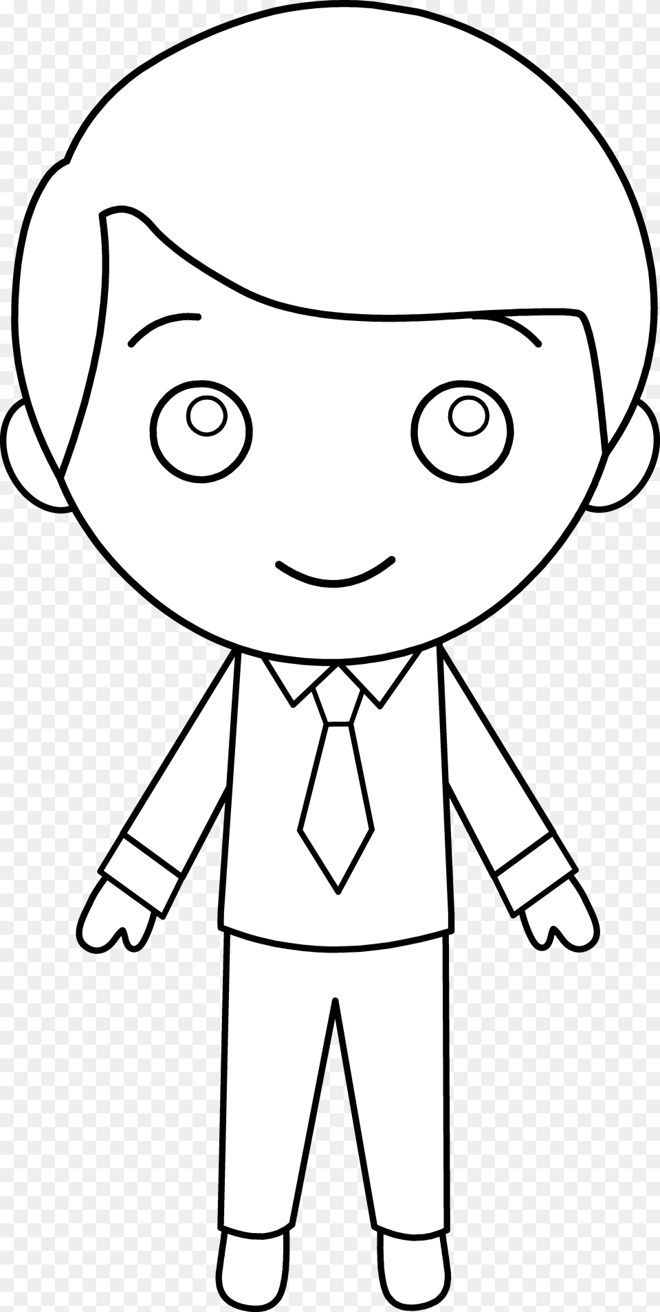 Little Guy In Suit Line Art Black And White Guy Cartoon, Baby, Person, Face, Head Free Png
