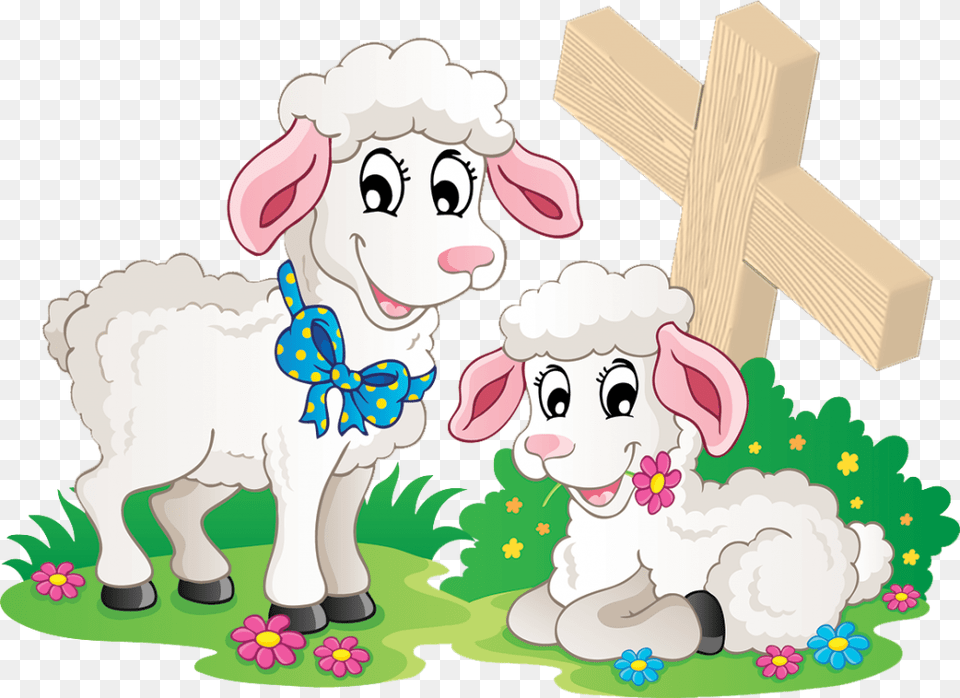 Little Lambs Little Lambs Cartoon, Cross, Symbol, Baby, Person Png Image