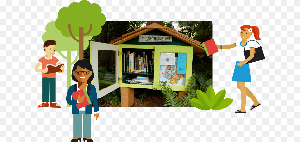 Little Library Cartoon, Book, Person, Publication, Face Free Png Download