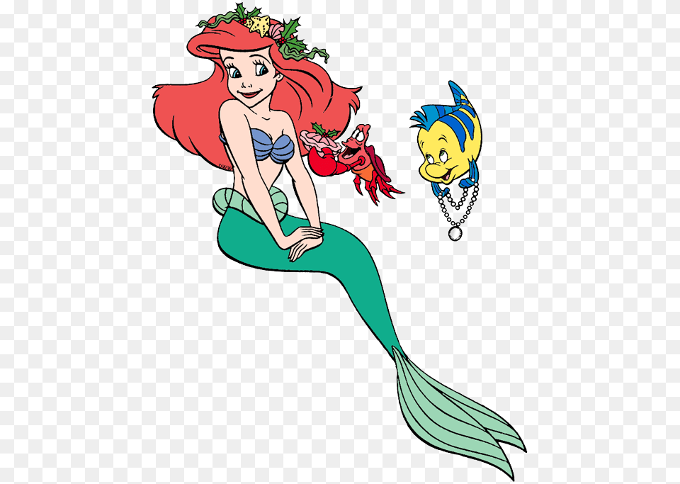 Little Mermaid Ariel And Flounder, Book, Comics, Publication, Person Free Png Download