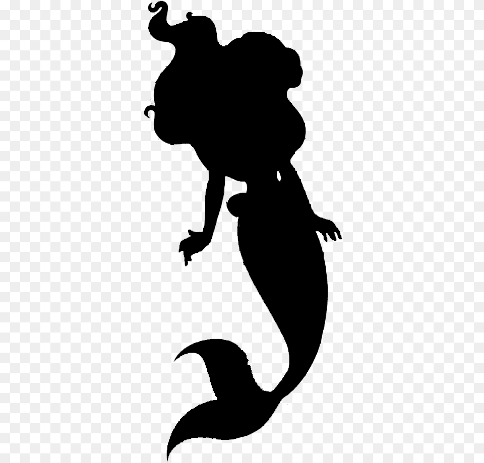 Little Mermaid Ariel Silhouette, Gray Png