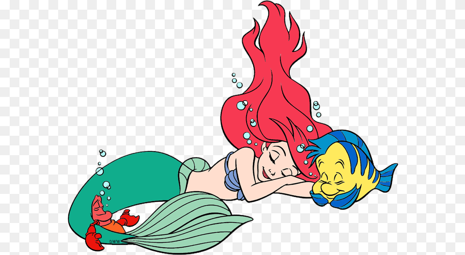Little Mermaid Flounder Sleep, Cartoon, Face, Head, Person Png Image