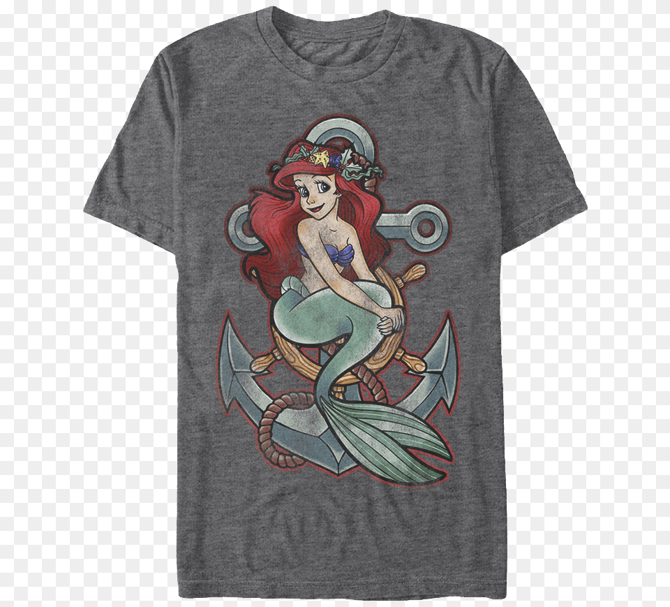 Little Mermaid On An Anchor, Clothing, T-shirt, Person, Face Png