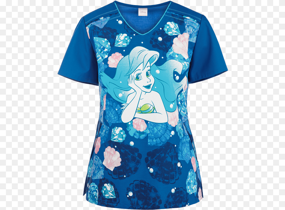 Little Mermaid Scrub Top, Clothing, T-shirt, Dress, Shirt Free Png Download