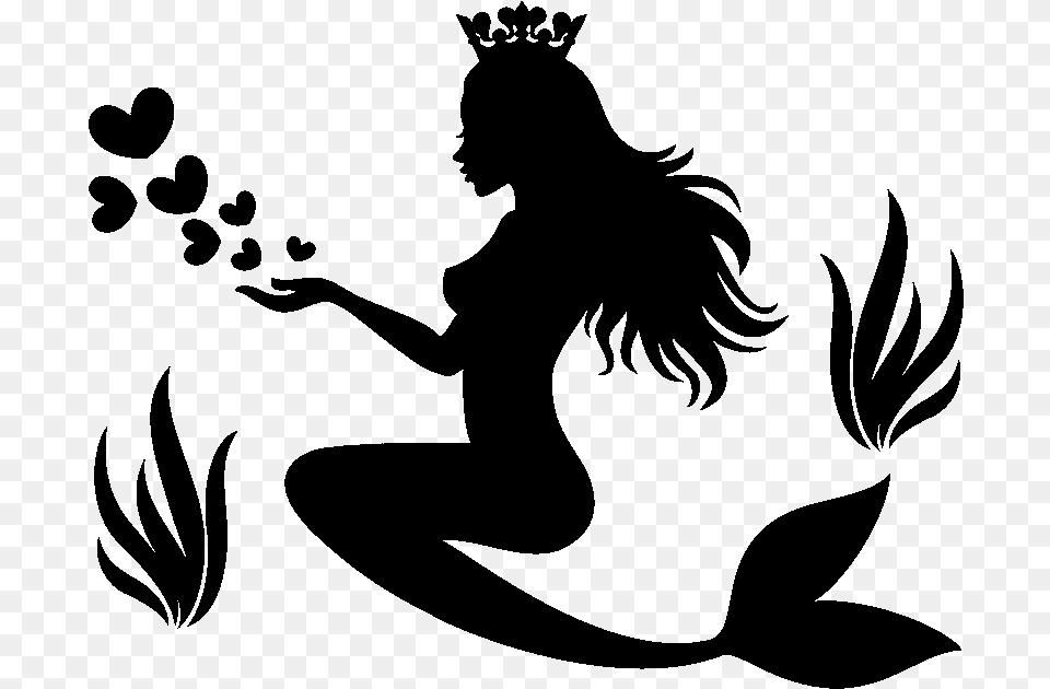 Little Mermaid Silhouette, Gray Png