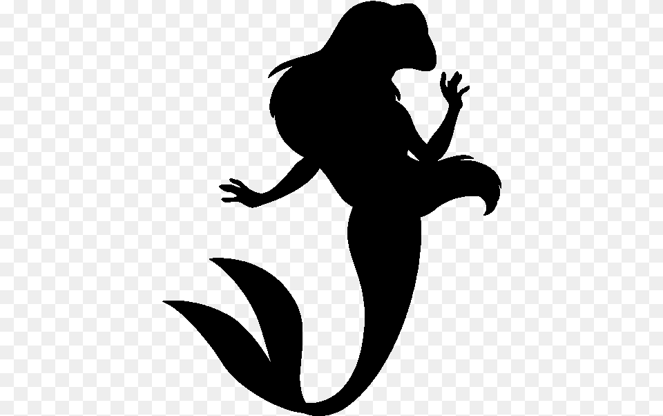 Little Mermaid Silhouette Little Mermaid Ariel Silhouette, Gray Free Png Download