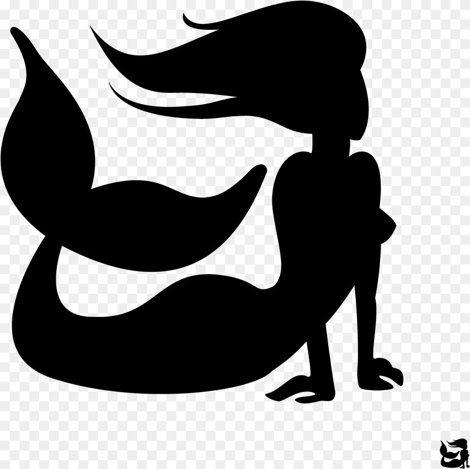 Little Mermaid Silhouette Mermaid Black And White, Nature, Night, Outdoors Png