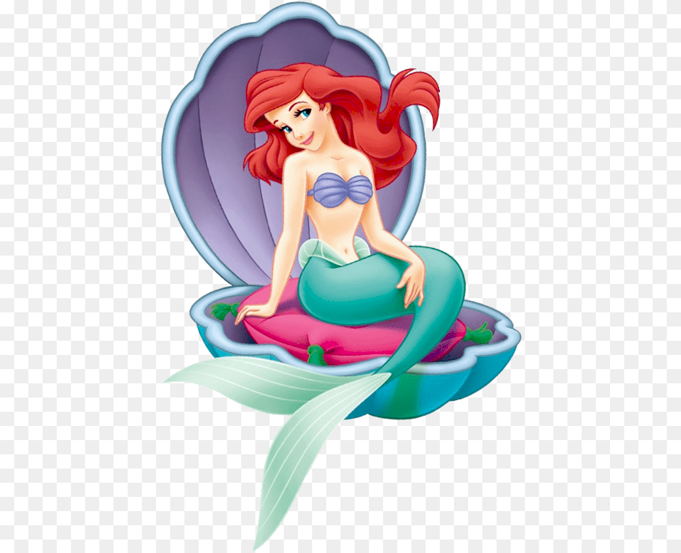Little Mermaid Sitting On A Shell, Book, Comics, Publication, Adult Free Png