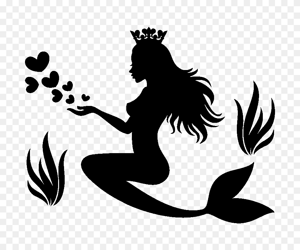 Little Mermaid Wall Sticker, Silhouette, Stencil, Adult, Female Free Png