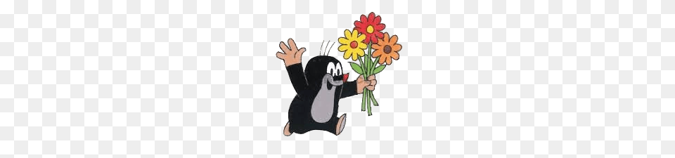 Little Mole Running Around With Flowers, Person, Flower, Plant Png