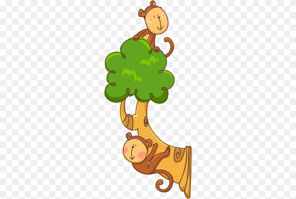 Little Monkeys On The Branch Child, Cartoon, Art, Plant, Tree Png