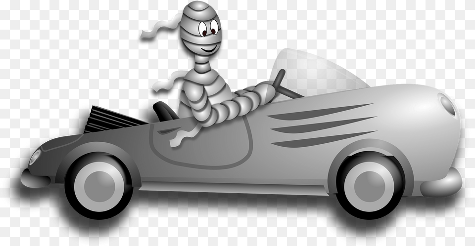 Little Mummy Driver Black And White Clipart, Car, Kart, Vehicle, Transportation Free Png Download