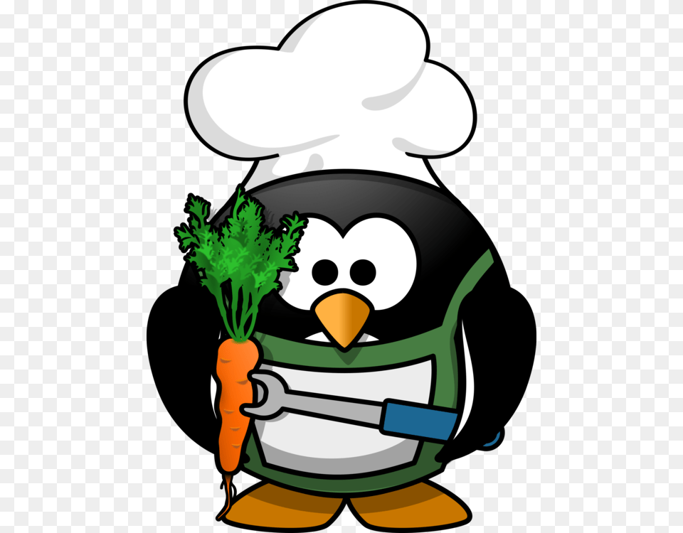 Little Penguin Chef Bird Cooking, Carrot, Food, Plant, Produce Png Image