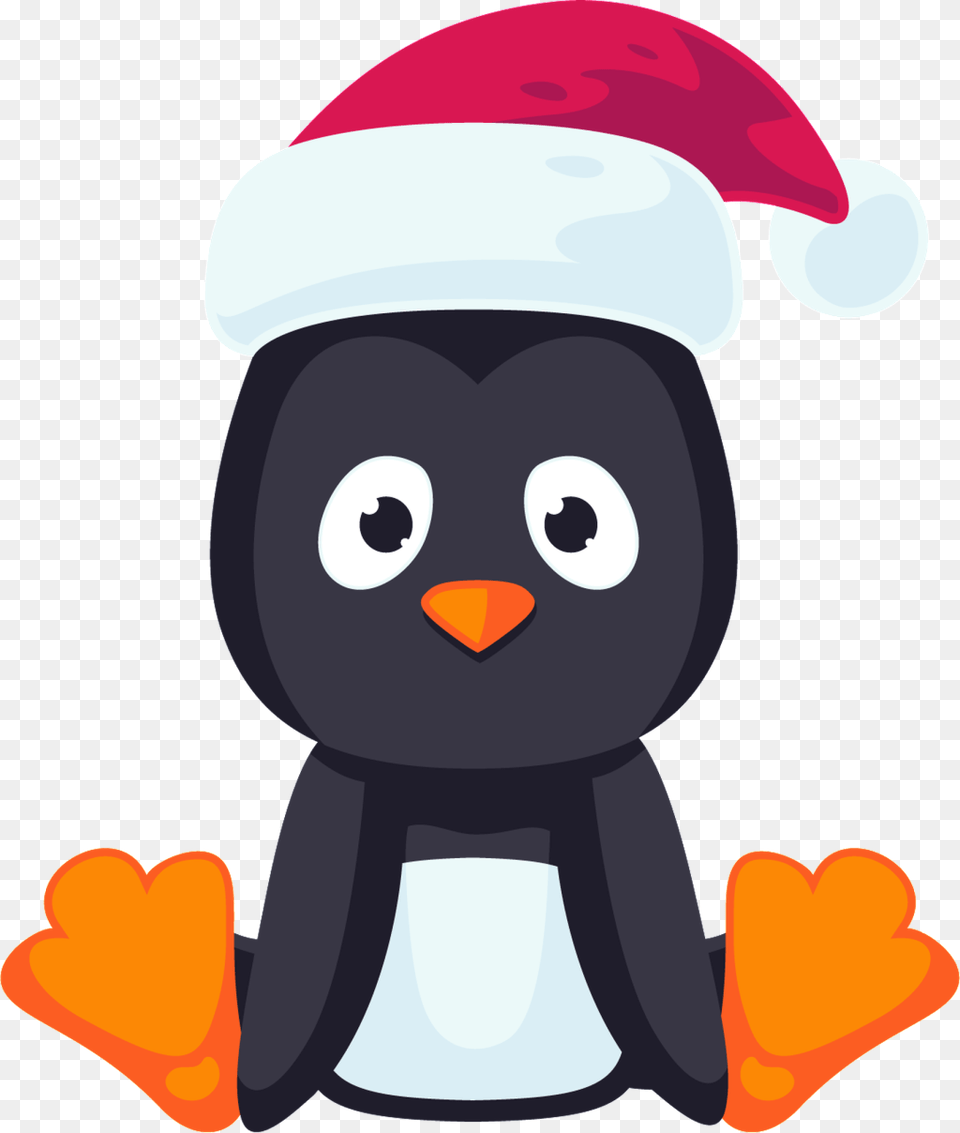 Little Penguin Sitting In A Christmas Hat With Transparent Adlie Penguin, Plush, Toy, Nature, Outdoors Free Png Download