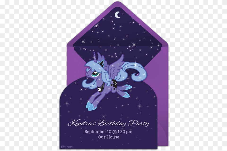 Little Pony Twilight Sparkle Princess Invitation Birthday, Envelope, Greeting Card, Mail, Purple Png