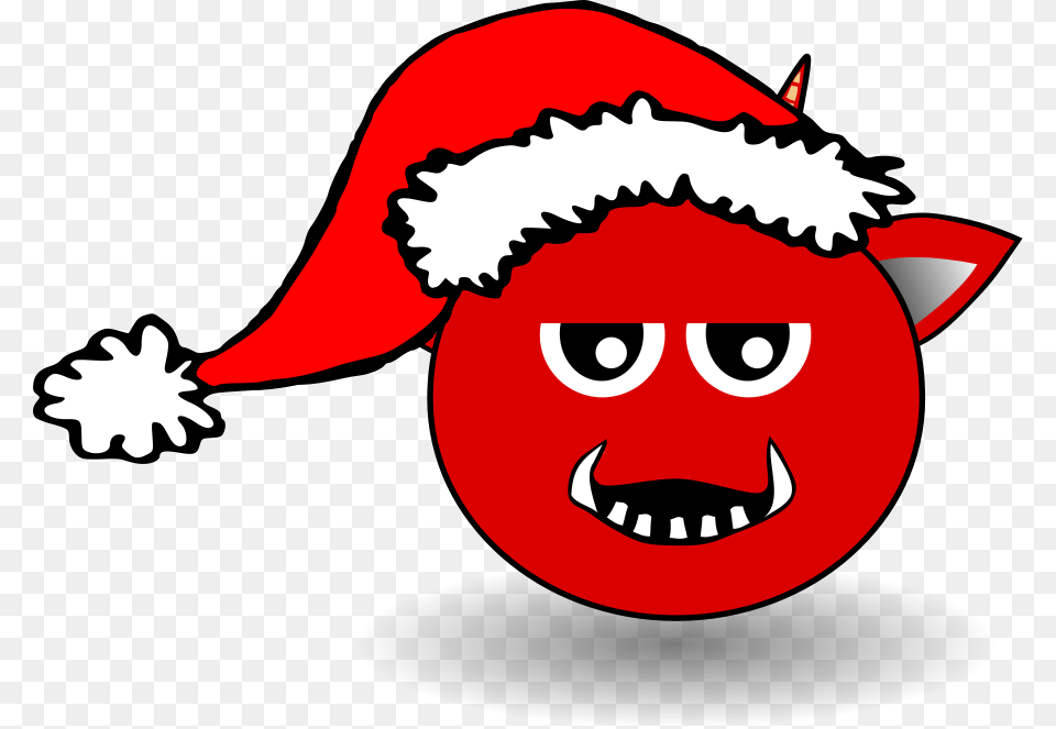 Little Red Devil Head Cartoon With Santa Claus Hat Clip Arts, Baby, Person, Face Free Png